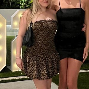 Cheetah print strapless dress